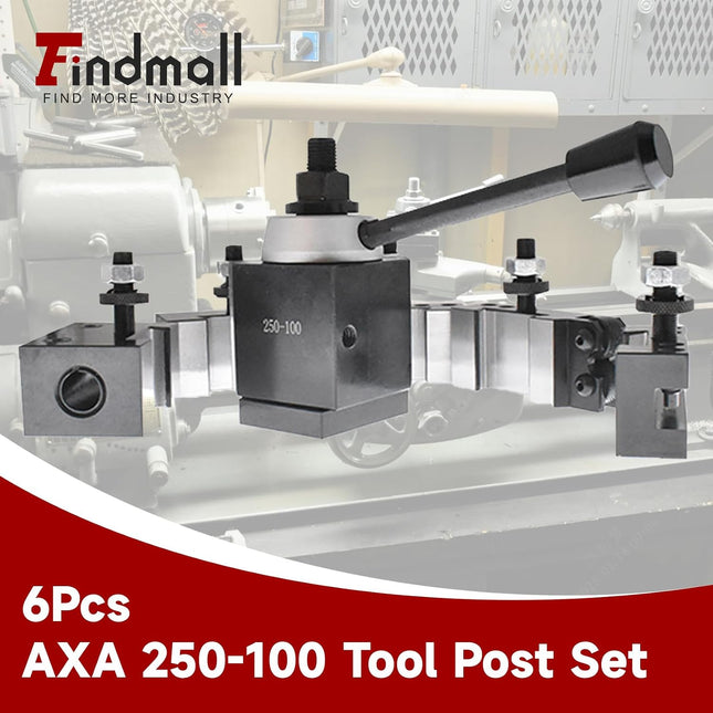 Findmall 6Pcs AXA 250-100 Tool Post Set CNC High Accuracy Piston Type Quick Change Tool Post Set Swing Dia 12 Inch