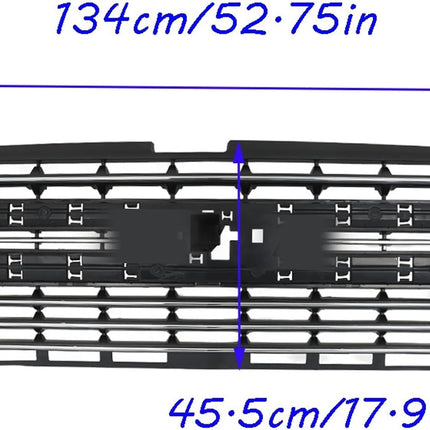 Findmall Black Front Upper Bumper Grille with 5-Piece Chrome Trim Replacement for Silverado 1500 2019-2021