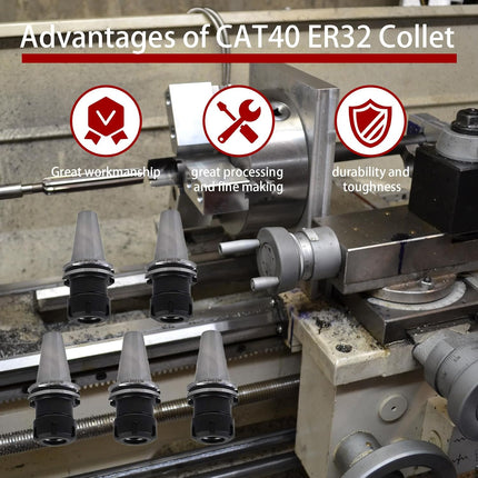 Findmall 5Pcs Collet Set CAT40 ER32 Collet Chuck Tooling Fit for CNC Engraving Machine and Milling Lathe Tool