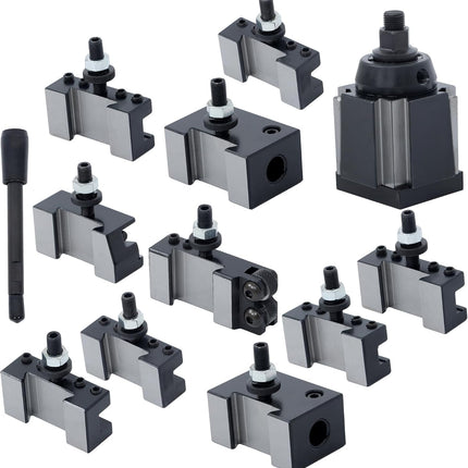 Findmall AXA 250-111 Wedge Type Tool Post, Tool Holder Set 11PC, Lathe 6-12