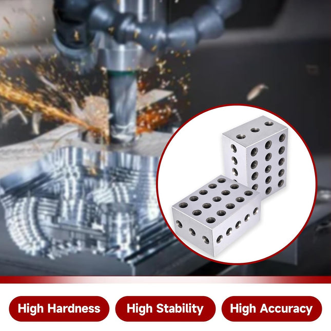 Findmall 2-3-4 Blocks Matched Pair 23 Holes (2"x3"x4") 234 Accuracy Ground Machinist Set Up Blocks .0003" HRC 55-62