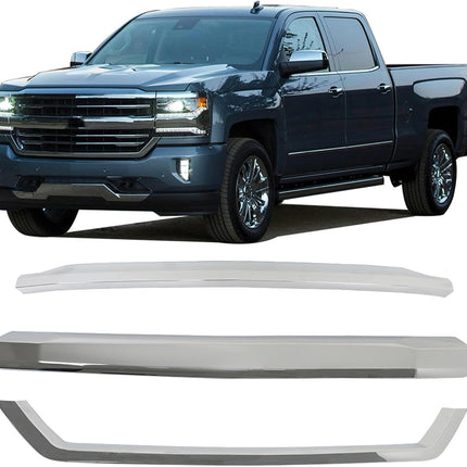 Findmall 3-Piece Front Upper Grille Molding Trim Kit Replacement for Silverado 1500 2016-2018