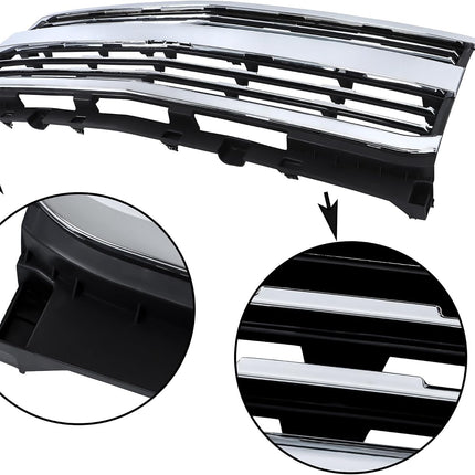 Findmall Chrome Front Grille Replacement for Silverado 2500 HD and 3500 HD 2015-2019
