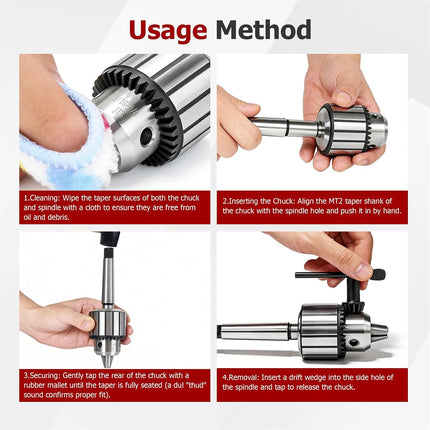 findmall JT3 Drill Chuck 3/16 Inch - 3/4 Inch Drill Press Chuck Super Heavy Duty with MT3 Shank Chuck Key