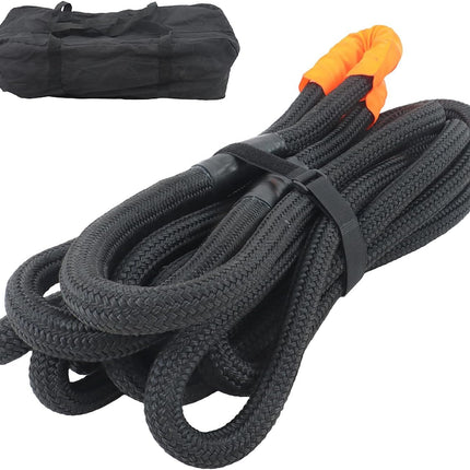 Findmall 1in x 30ft Power Recovery Rope, Nylon N66 Double-Layer Weaving, 34000 Pounds Breaking Strength, 30% Elasticity Offroad Power Strap for Truck ATV UTV Tractor, Black