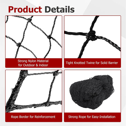 Findmall Baseball & Softball Backstop Net, Twisted Knotted Polyethylene Sports Barrier Netting with Hooks