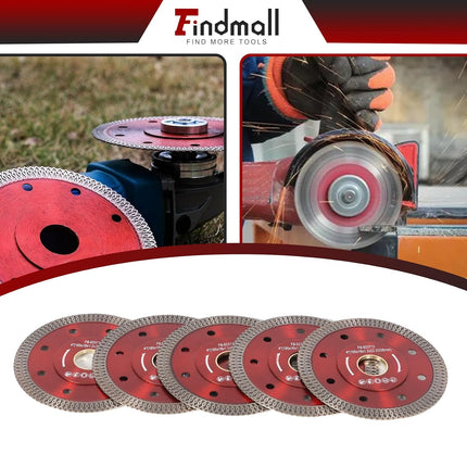findmall 4 Inch Super Thin Diamond Porcelain Saw Blades for Ceramic Tile, Porcelain, Granite & Marble Cutting (5 Pack)