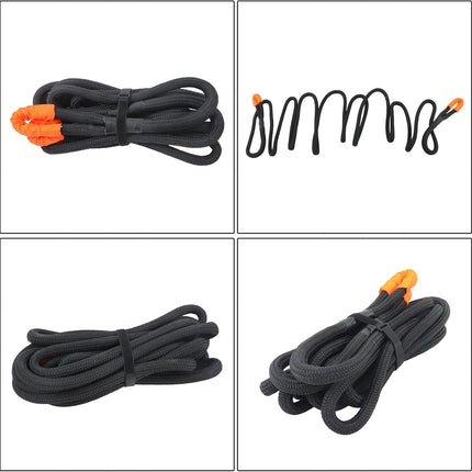 Findmall 1in x 30ft Power Recovery Rope, Nylon N66 Double-Layer Weaving, 34000 Pounds Breaking Strength, 30% Elasticity Offroad Power Strap for Truck ATV UTV Tractor, Black