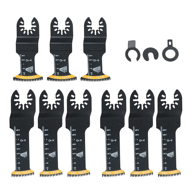 Findmall Oscillating Saw Blades Yellow Shock Tool Oscillating Saw Blade Combination 10-Piece for Cutting Wood, Plastic, and Metal