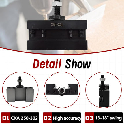 findmall CXA 250-302 Quick Change Boring Turning Facing Holder Steel CNC Tool Holder Fit for Tool Post 250-333 and 250-300