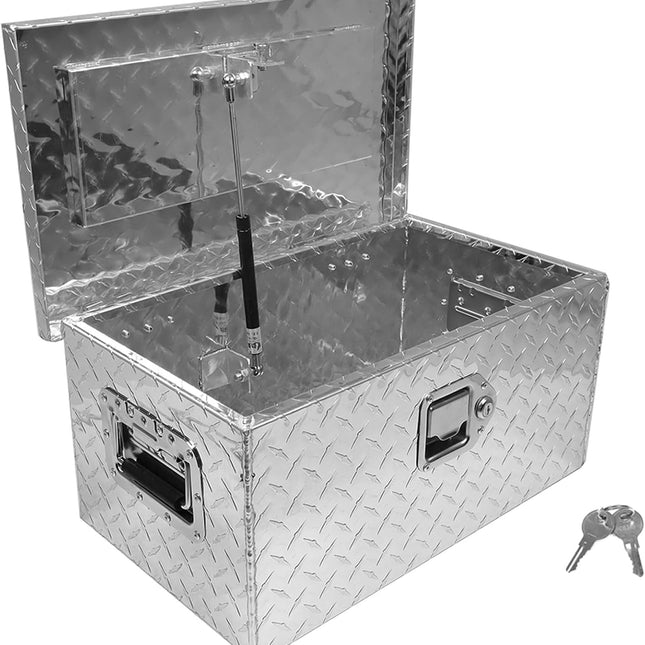 Findmall 20 Inch Silver Heavy Duty with Lock & 2 Keys Aluminum Tool Box Replacement for Pick Up Truck RV Trailer