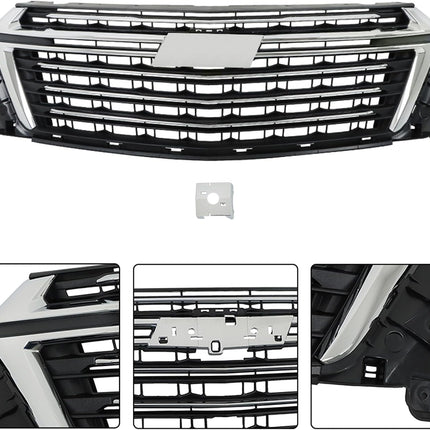 Findmall Front Upper Grille with Chrome Hood Trim Surround Replacement for Traverse 2022-2023