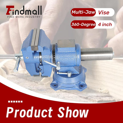 Findmall Heavy Duty Multi-Jaw Bench Vise with 360° Rotating Head and Swivel Base, Ductile Cast Iron Workbench Vise for Home Workshop and Industrial Clamping