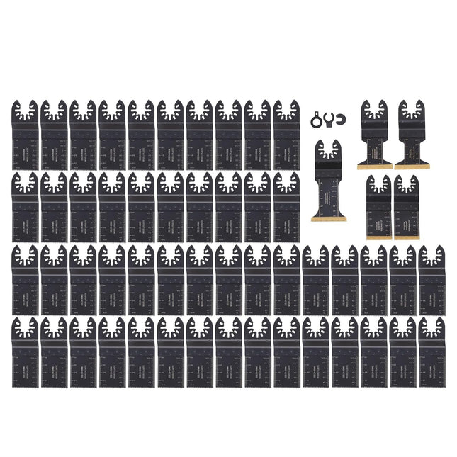 Findmall 55-Piece Titanium Oscillating Blades Kit - Professional Grade, Universal Fit - Cuts Metal, Wood, Drywall - Includes 5 Titanium and 50 HCS Blades with 3 Adapters