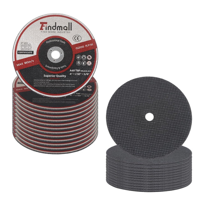 Findmall 25 Pack 4" x 1/32" x 3/8" Cut Off Wheel – Cuts Metal, Steel, Stainless Steel Aluminum Oxide, 1/32" Thin Disc for Angle Grinder, 3/8" Arbor