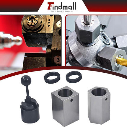 findmall 5C Collet Block Set Hex 5C-CB, Square Collets and Closer for Milling Machine