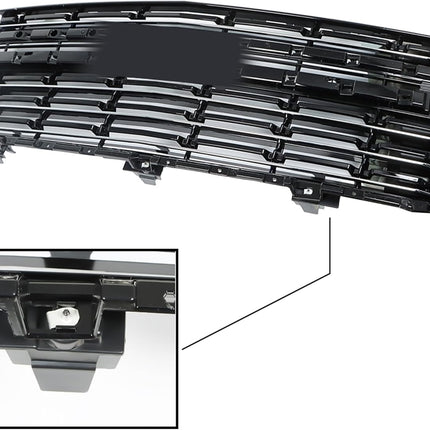 Findmall Black Front Upper Grille with 4-Piece Chrome Trim Replacement for Tahoe and Suburban 2021-2022