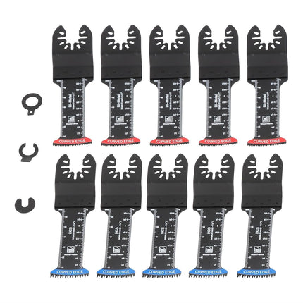 Findmall 10Pcs Curved-Edge Oscillating Saw Blades Extra Long – Bi-Metal Teeth, Deep Cut Capability, Universal Fit for Multi-Tools