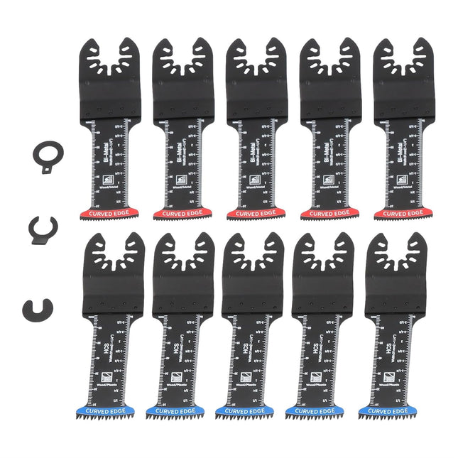 Findmall 10Pcs Curved-Edge Oscillating Saw Blades Extra Long – Bi-Metal Teeth, Deep Cut Capability, Universal Fit for Multi-Tools