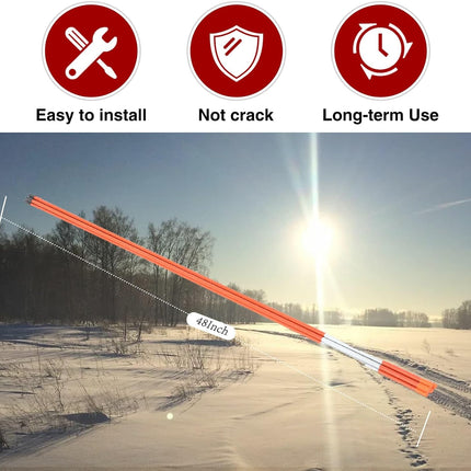 Findmall 48 Inch Driveway Markers, 5/16" Diameter Orange Reflective Snow Stakes, Fiberglass Lane Marker Posts for Driveways, Parking Lots & Walkways