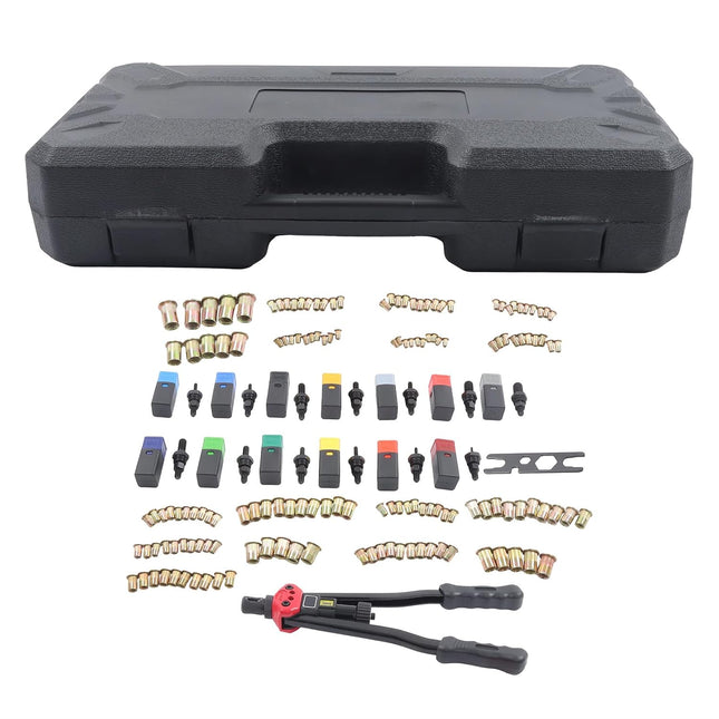 Findmall 16-inch Rivet Nut Tool Set, Includes 13 Metric and Imperial Shanks | 150-Piece Combination Set Includes Rivet Nuts and Riveters, Portable Storage Case for Automotive and Industrial Fastening