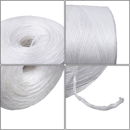 Findmall 6300ft 156lbs Tensile Strength Polypropylene Tying Twine White, Soft On Hands, Heavy Duty Outdoor or Indoor Tie Line for Baling, Shipping, Bundling Twine, Packaging Rope