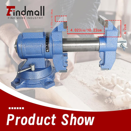 Findmall Heavy Duty Multi-Jaw Bench Vise with 360° Rotating Head and Swivel Base, Ductile Cast Iron Workbench Vise for Home Workshop and Industrial Clamping