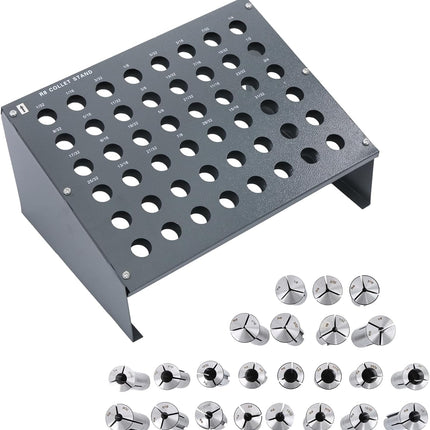 Findmall 23 Piece R8 Collet Set, 1/8 Inch to 7/8 Inch, With 48 Slot Collets Rack, High Grade Tool Steel