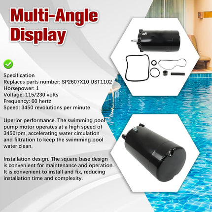 Findmall SP2607X10 UST1102 115/230 Volts 7.5/15 Amperes Swimming Pool Motor