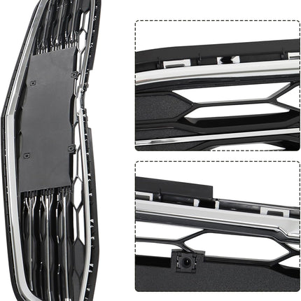 Findmall Black and Chrome Honeycomb Front Upper and Lower Bumper Grille Set Replacement for Malibu 2016-2018