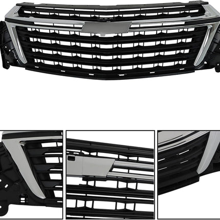 Findmall Black Front Center Grille with Chrome Trim Replacement for Traverse 2022-2023