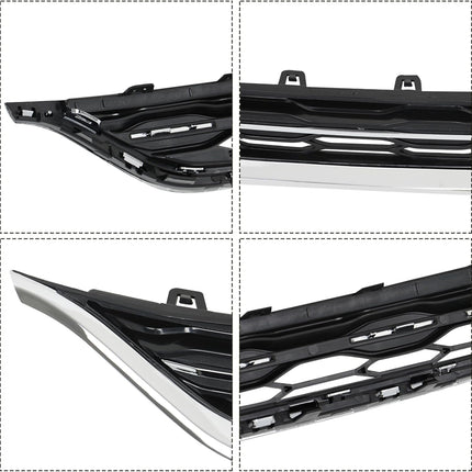 Findmall Black and Chrome Honeycomb Front Upper and Lower Bumper Grille Set Replacement for Malibu 2016-2018