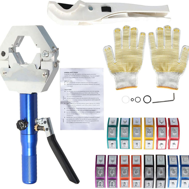 Findmall Hydraulic AC Hose Crimper Kit Hydraulic Hose Crimper Hydra-Crimp 71500 Hydraulic Hose Crimping Tool with 7 Pairs of Dies Set Fit for Barbed and Beaded Hose Fittings
