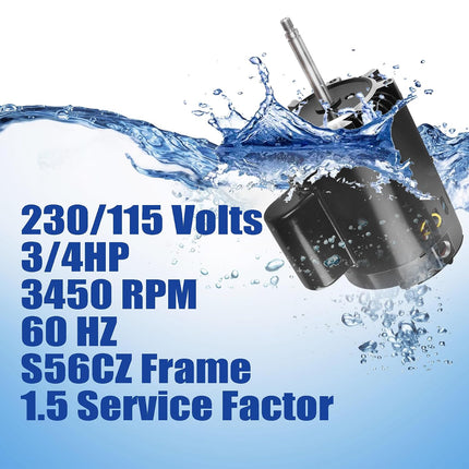Findmall B668 Swimming Pool Pump Motor, 3/4HP Pool Pump Motor