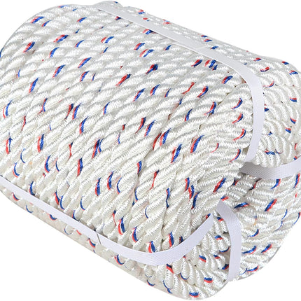 Findmall 5/8in x 150ft Double Braid Polyester Strength 7200 Lbs White Red Blue