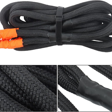 Findmall 1in x 30ft Power Recovery Rope, Nylon N66 Double-Layer Weaving, 34000 Pounds Breaking Strength, 30% Elasticity Offroad Power Strap for Truck ATV UTV Tractor, Black