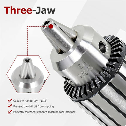 findmall JT3 Drill Chuck 3/16 Inch - 3/4 Inch Drill Press Chuck Super Heavy Duty with MT3 Shank Chuck Key