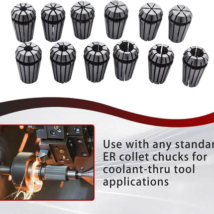 findmall ER-16 Collet Set 12Pcs ER-16 Spring Collet Set 1/32-3/8 Fit for CNC Milling Lathe Tool