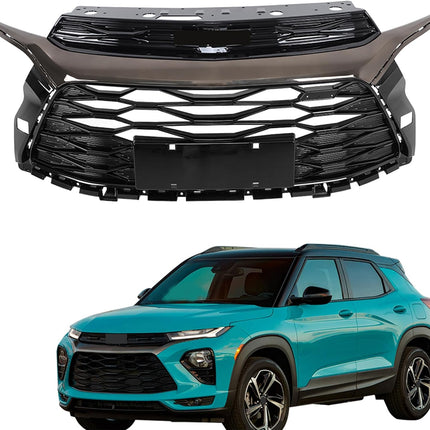 Findmall Black and Silver Front Upper Bumper Grille Replacement for Trailblazer RS 2021-2023
