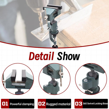 Findmall Universal Table Vise 3" Aluminum Swivel Bench Vise 360 Degrees Rotating Fit for Holding Small Parts in Jewelry Hobby Model Making Electronics and More