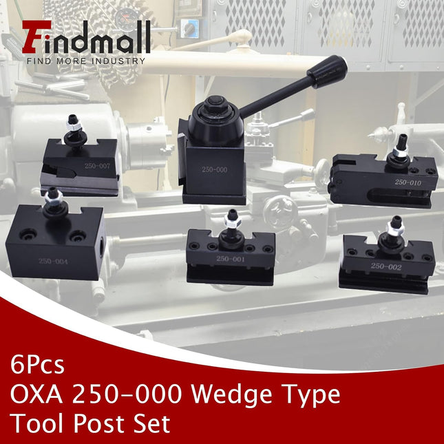 Findmall 6Pcs OXA 250-000 Wedge Type Tool Post Set Quick Change Tool Post Set Lathe Holder OXA Tool Post Set Fit for Lathe
