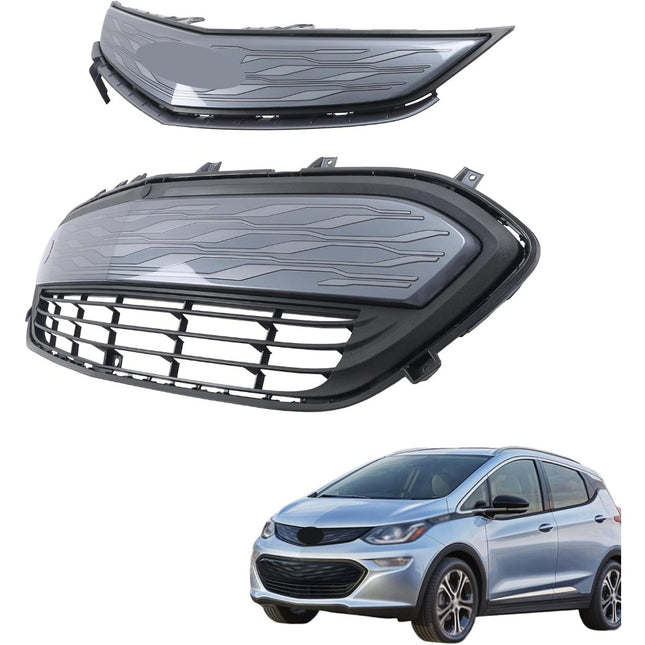 Findmall 2-Piece Glossy Gray Front Upper and Lower Grille Molding Trim Set Replacement for Bolt EV 2017-2021 42576622 42729655