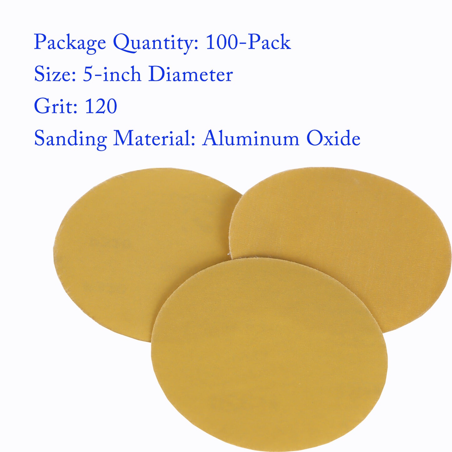 findmall Hook Loop Pads Sanding Disc 5-Inch NO-Hole 100Pcs Aluminum Oxide Round Flocking Sandpaper for Sanding Grinder Polishing Accessories (60 80 120 180 240 320) Grit (120grit)