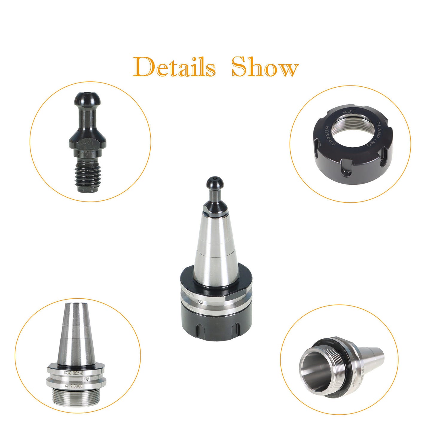 findmall ISO30 ER32-45L Chuck Tool Holder Balance Collet Chuck G2.5 30000RPM CNC Stainless Steel Tool Holder with Pull Stud Milling Lathe Fit for CNC Engraving Machine and Milling Lathe Tool