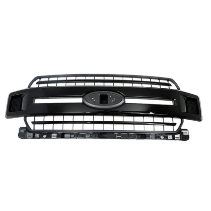 Findmall Front Bumper Radiator Grille Assembly Glossy Black with Base Rail Replacement for 2018-2020 F150 Pickup 4-Door JL3Z8200