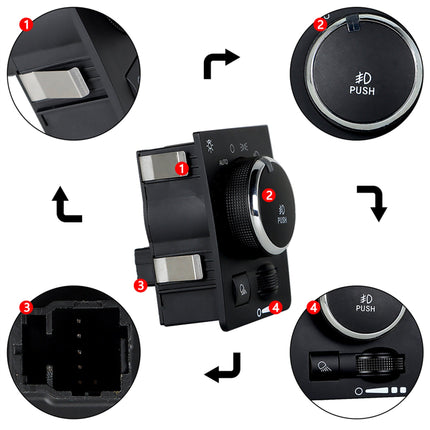 Findmall Headlamp Headlight Switch Replacement for 2013-2021 Ram 1500 2500 3500 4500 5500 68146507AA 68189154AA 68269912AA