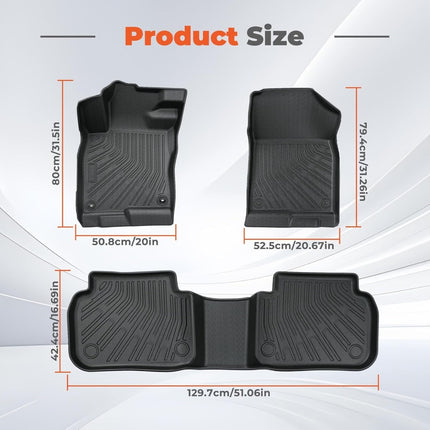 Findmall 3PCS Floor Mats Liner Black TPE Replacement for Civic 2022-2025