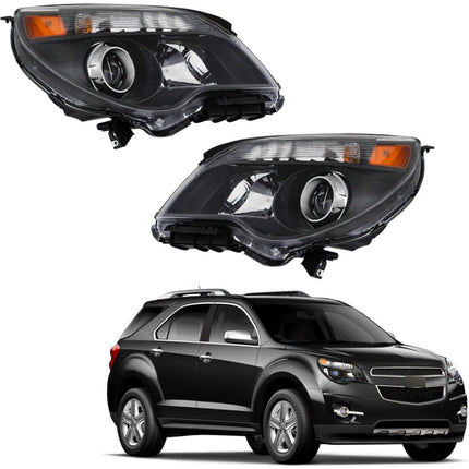 Findmall Driver Side and Passenger Side Headlights Assembly Halogen Replacement for Equinox 2011-2015 Housing Black Lamp LH RH 2PCS GM2502338 GM2503338