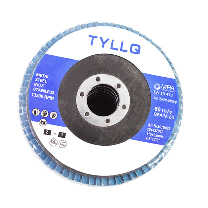 New 100 Pcs 4-1/2" X 7/8" 60 Grits Premium Zirconia Flap Discs Grinding Wheel Sandpaper Fit for Grinding