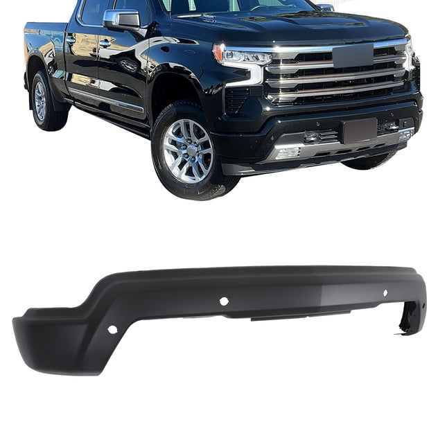 Findmall Black Steel Front Bumper Face Bar with Parking Sensor Holes Replacement for 2022-2024 Chevrolet Silverado 1500